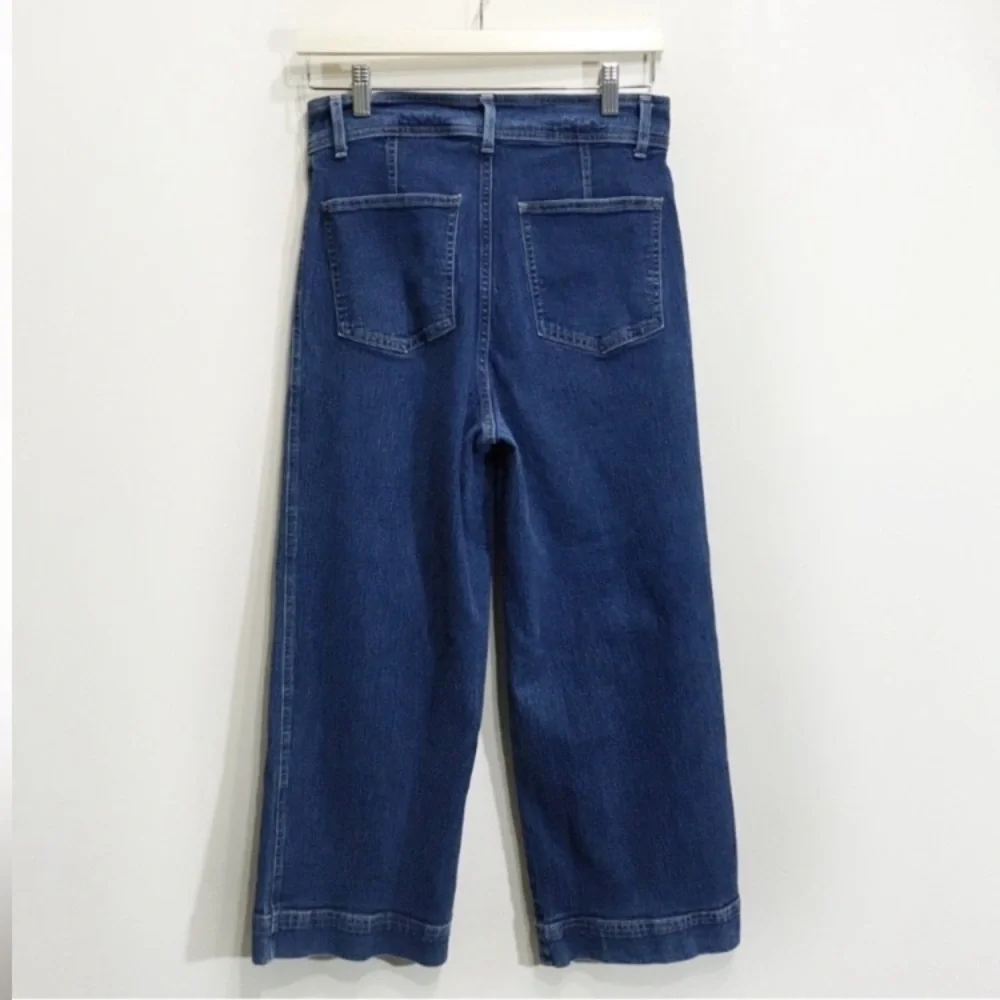 H&M Size 10 High Rise Wide Leg Crop Denim Jeans Medium Wash - Picture 5 of 8